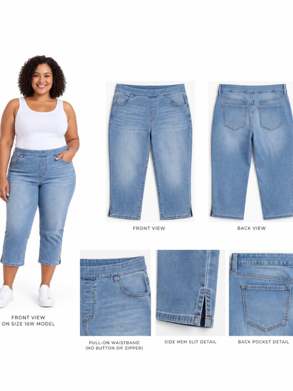 Croft & Barrow Size 16W Light Wash Cropped Jeans